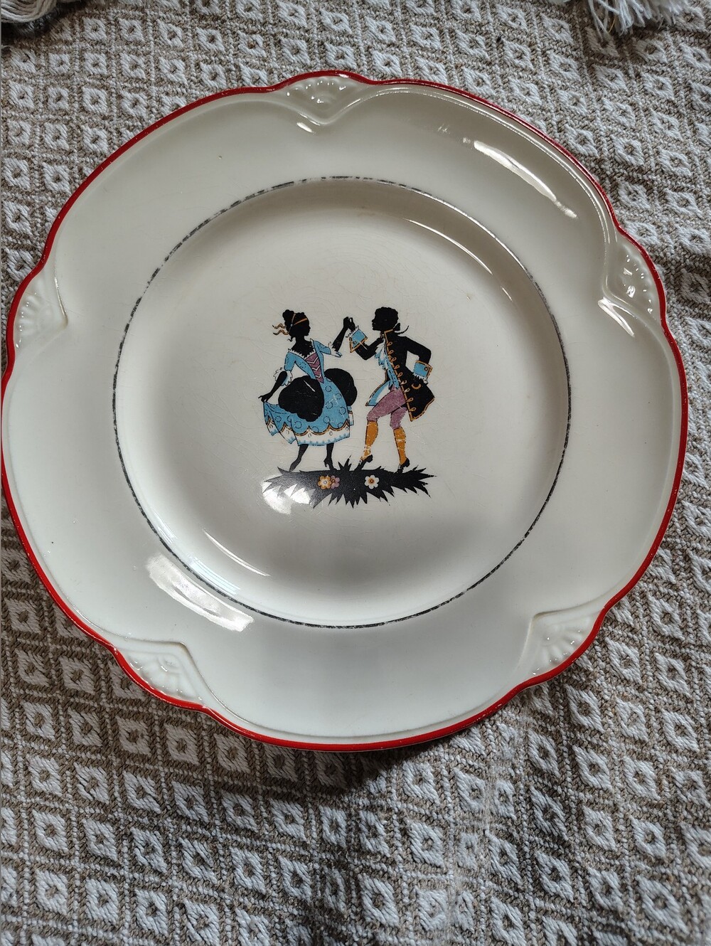 Homer Laughlin Cream 1930s Plate with Silhouette Of Dancing Couple